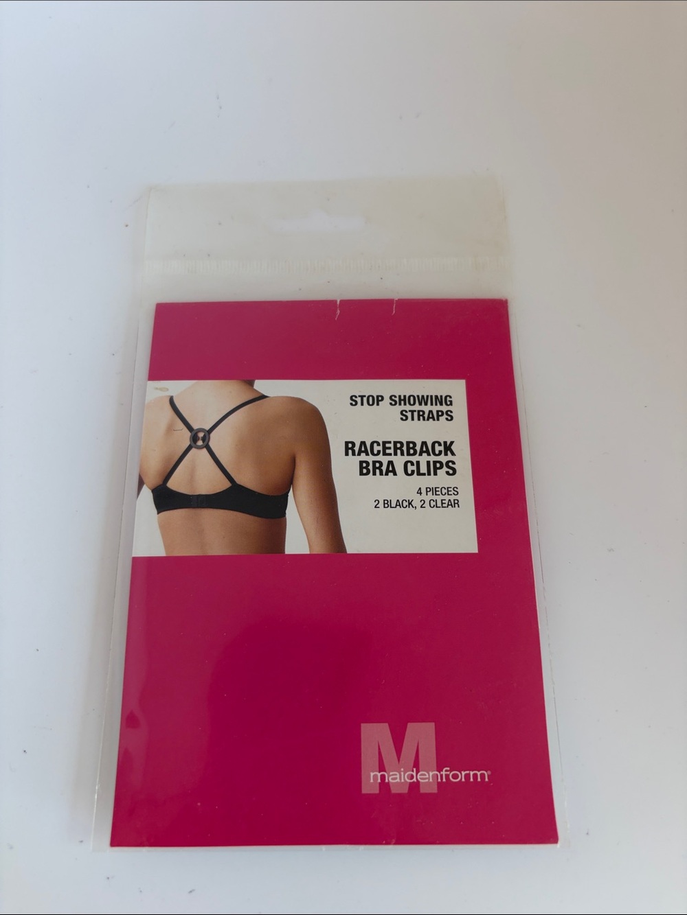 Maidenform Racerback Bra Clips - Hot Pink Packaging with Black & Clear Clips